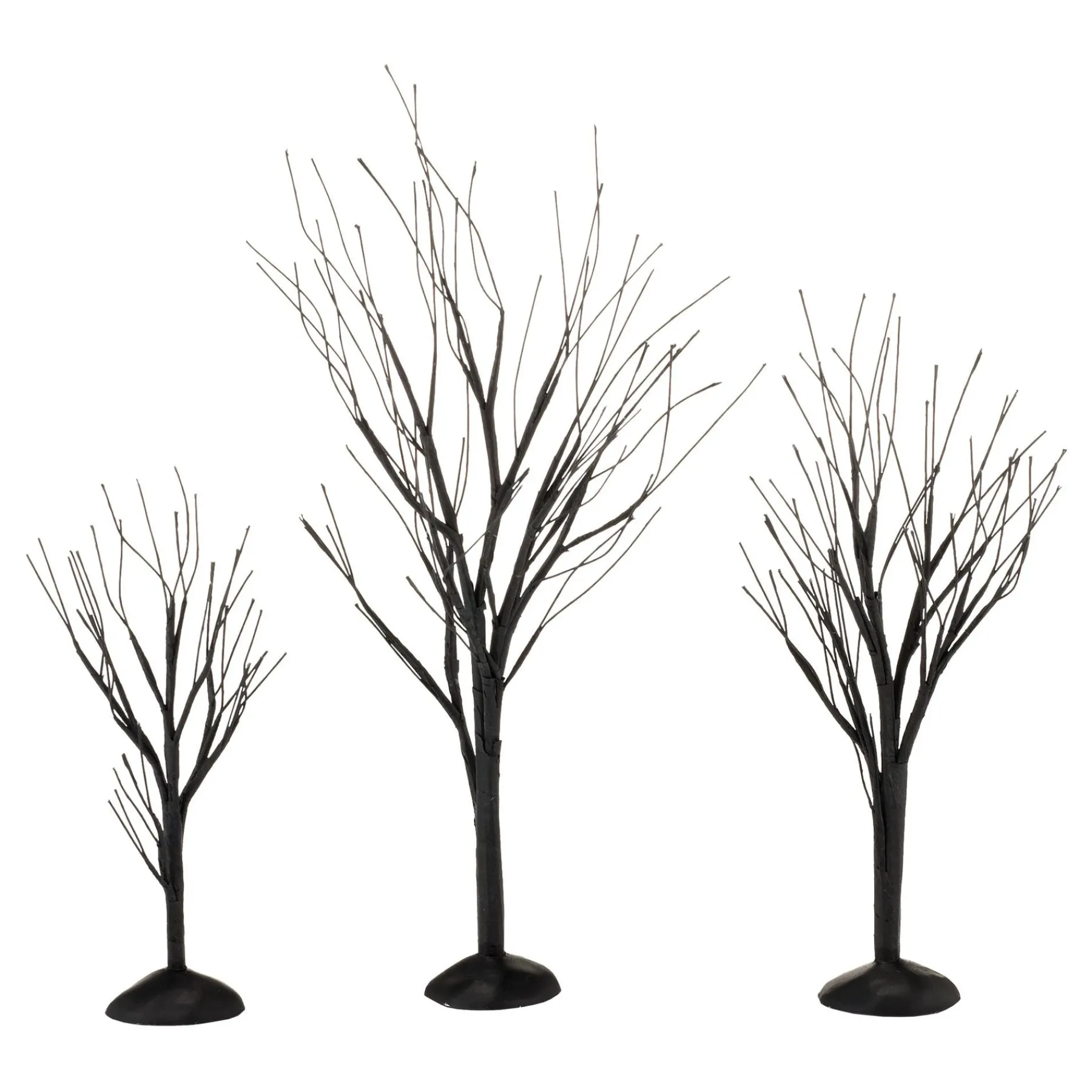 Department 56 Halloween Village Accessories|Black Bare Branch Trees, St/3