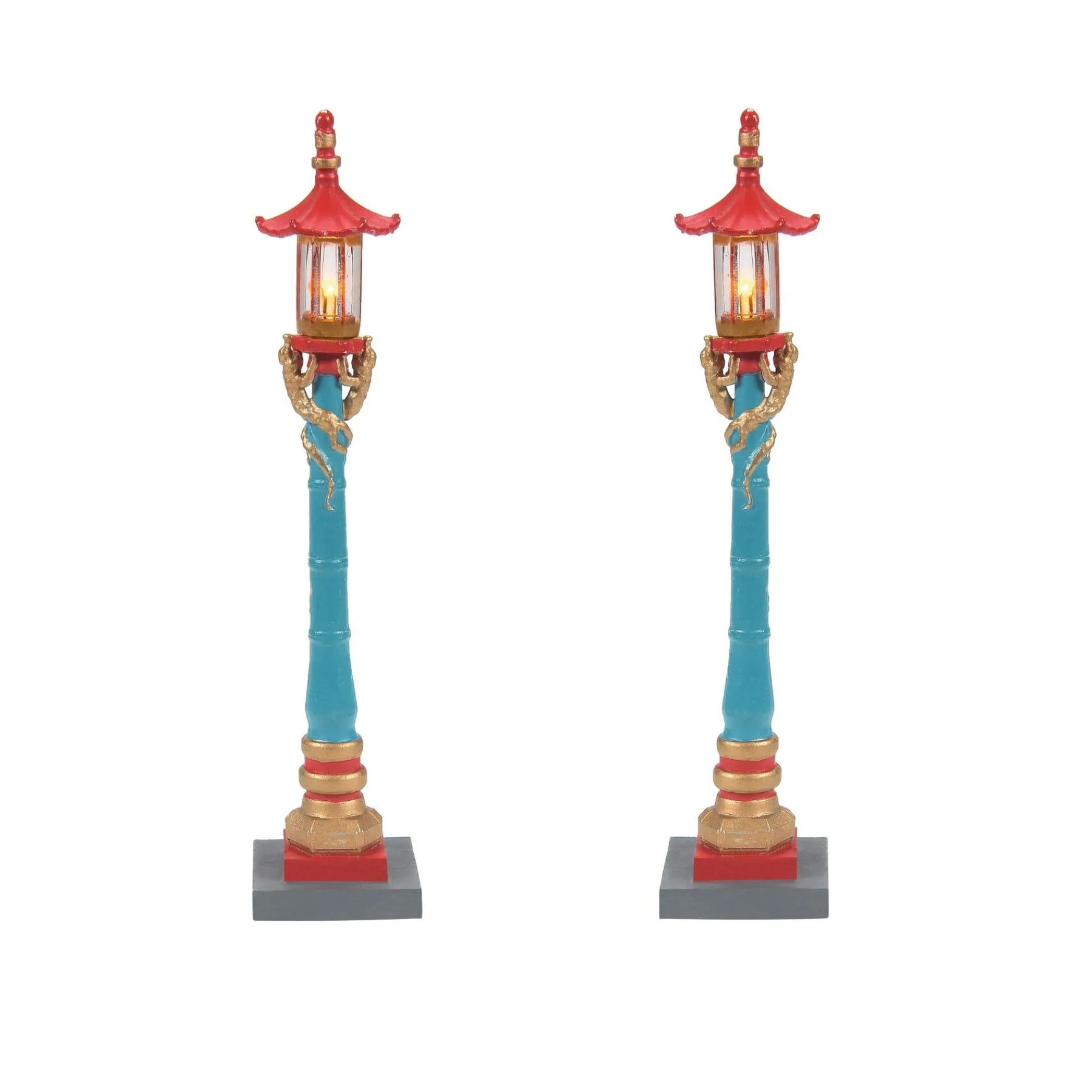 Department 56 Christmas In The City Series|Chinatown Post Lamps S/2