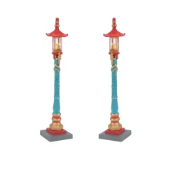 Department 56 Christmas In The City Series|Chinatown Post Lamps S/2