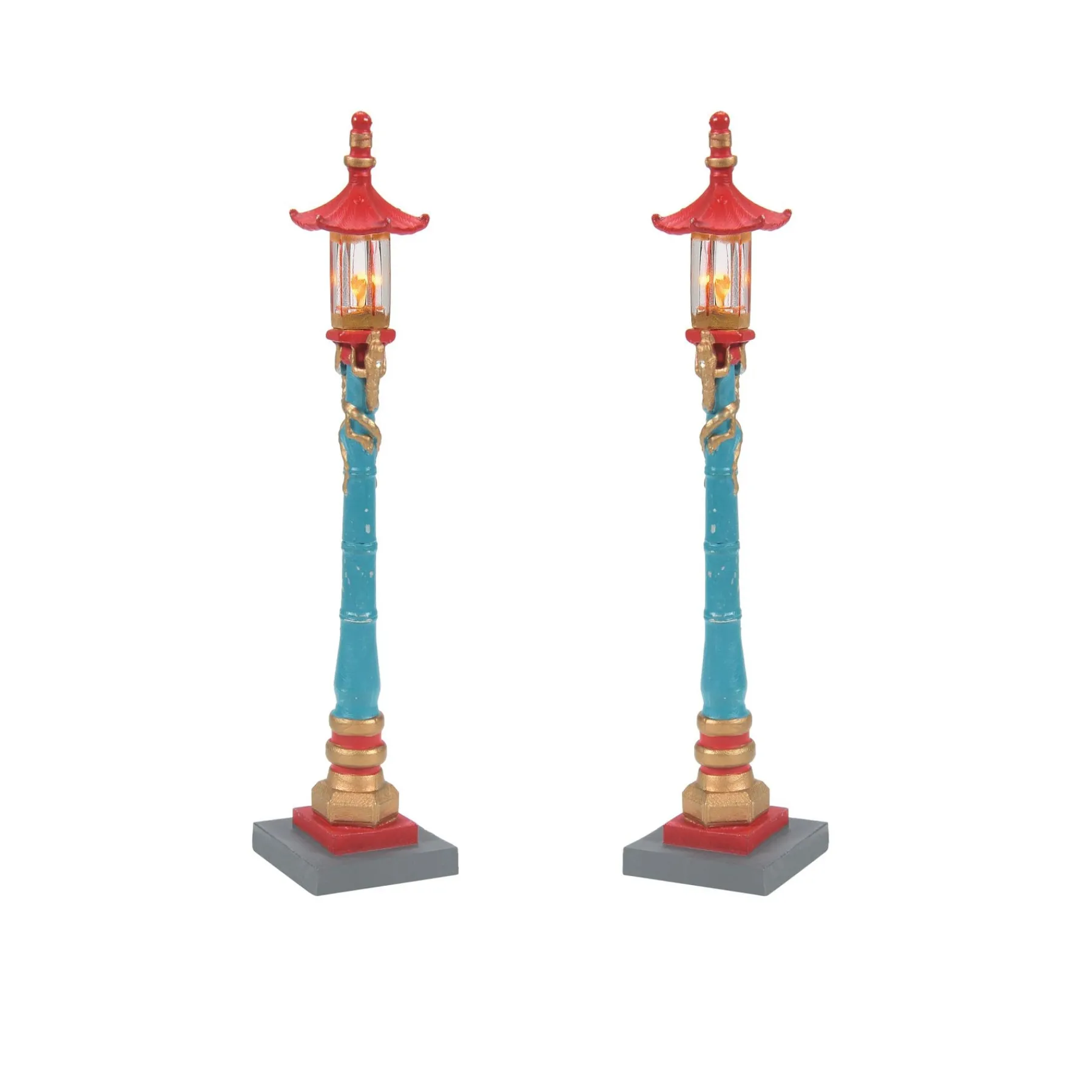 Department 56 Christmas In The City Series|Chinatown Post Lamps S/2