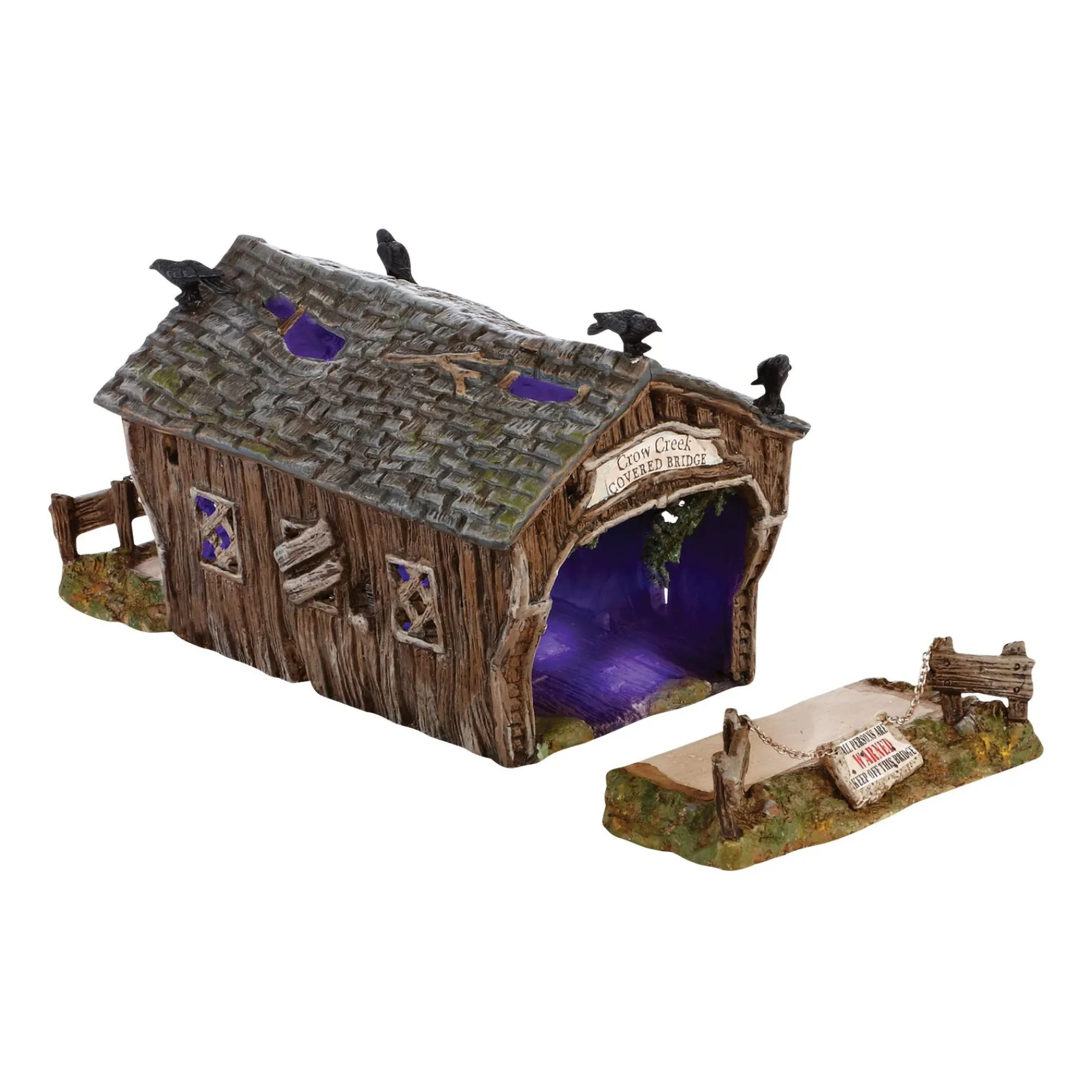 Department 56 Halloween Village Accessories|Crow Creek Covered Bridge