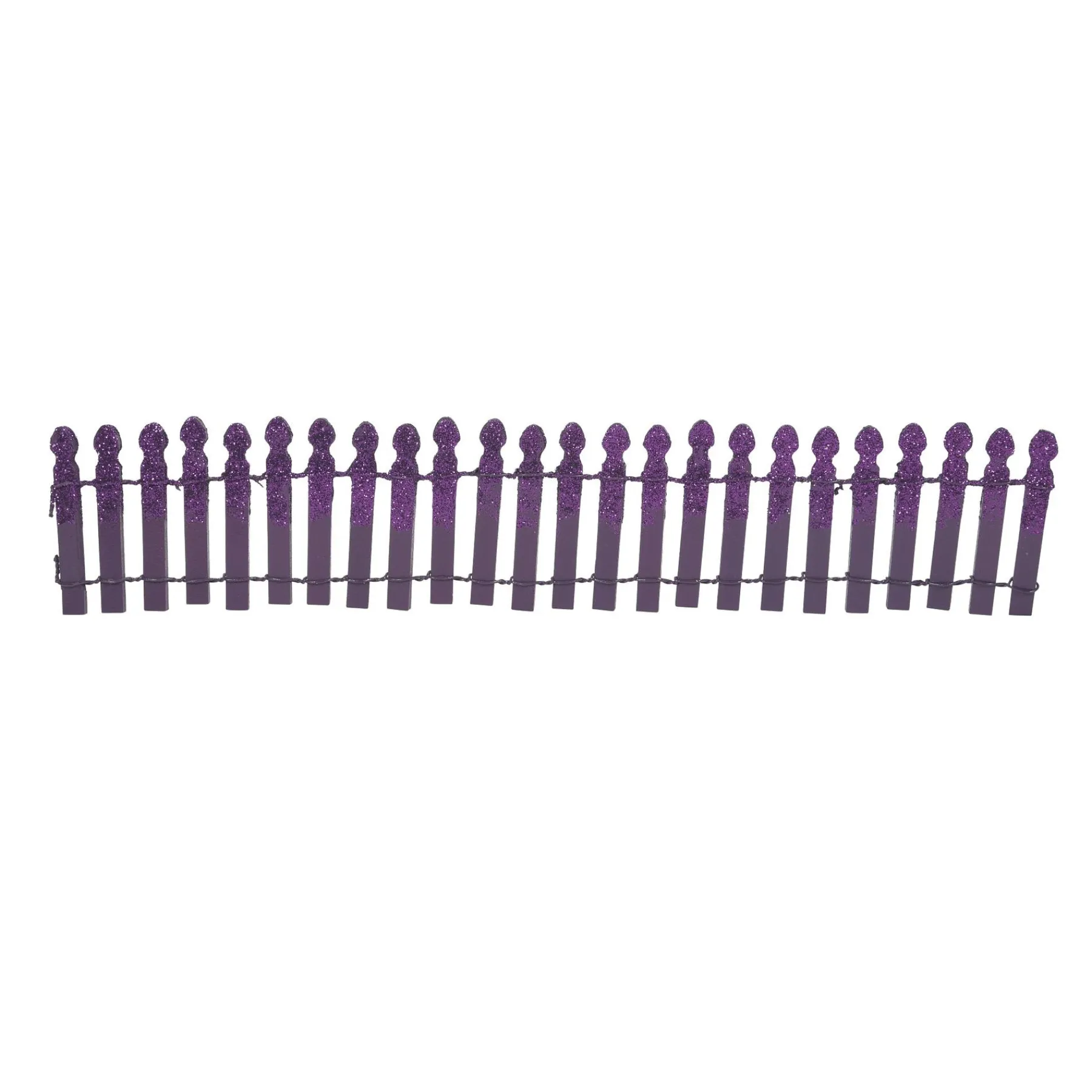 Department 56 Halloween Village Accessories|Ghoulish Purple Glitter Fence