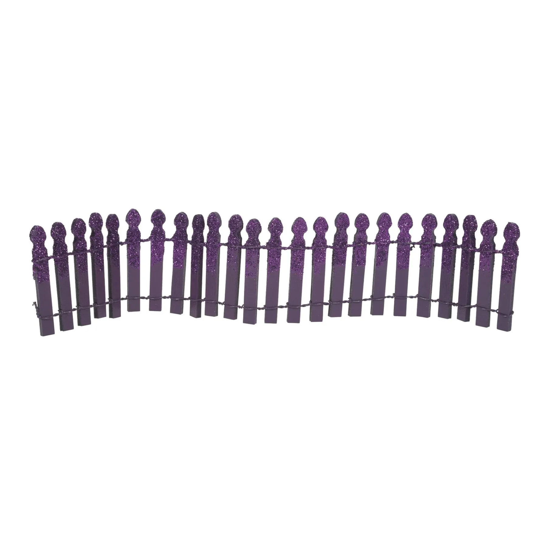 Department 56 Halloween Village Accessories|Ghoulish Purple Glitter Fence
