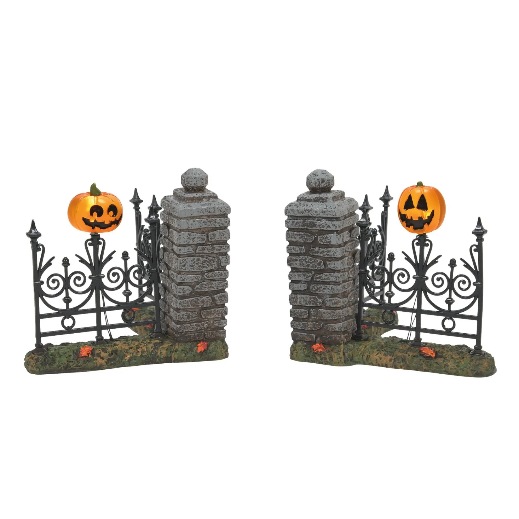 Department 56 Halloween Village Accessories|Jack Lantern Lit Fence Corners