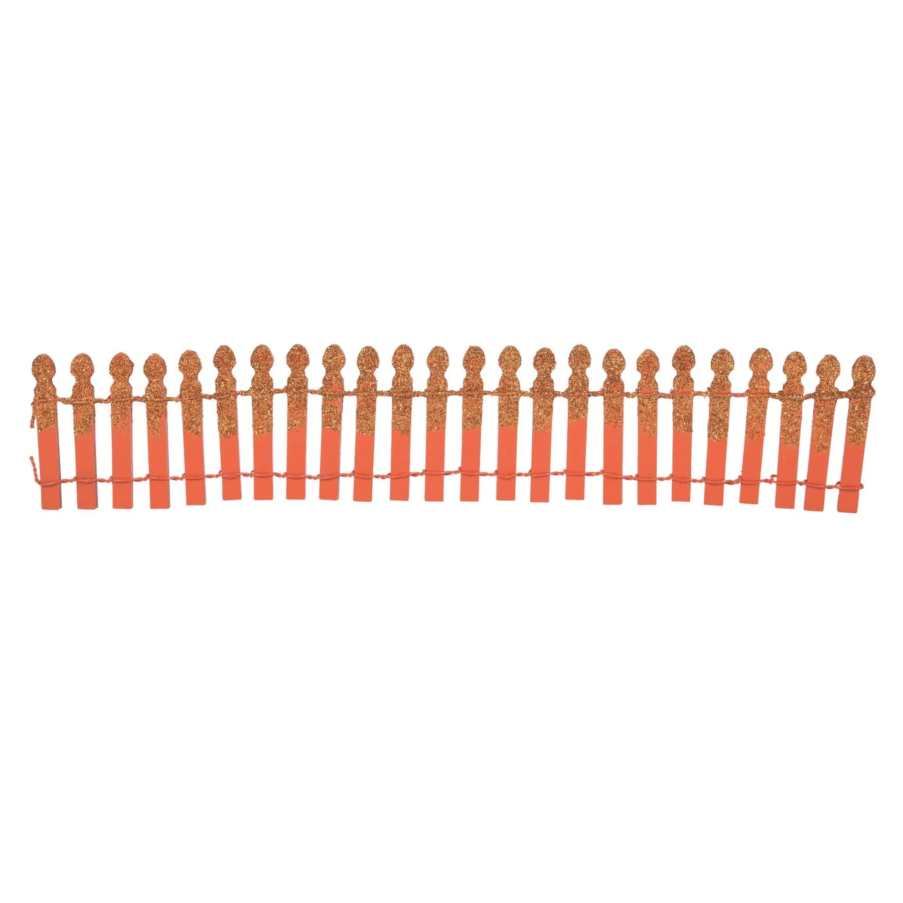 Department 56 Halloween Village Accessories|Pumpkin Orange Glitter Fence