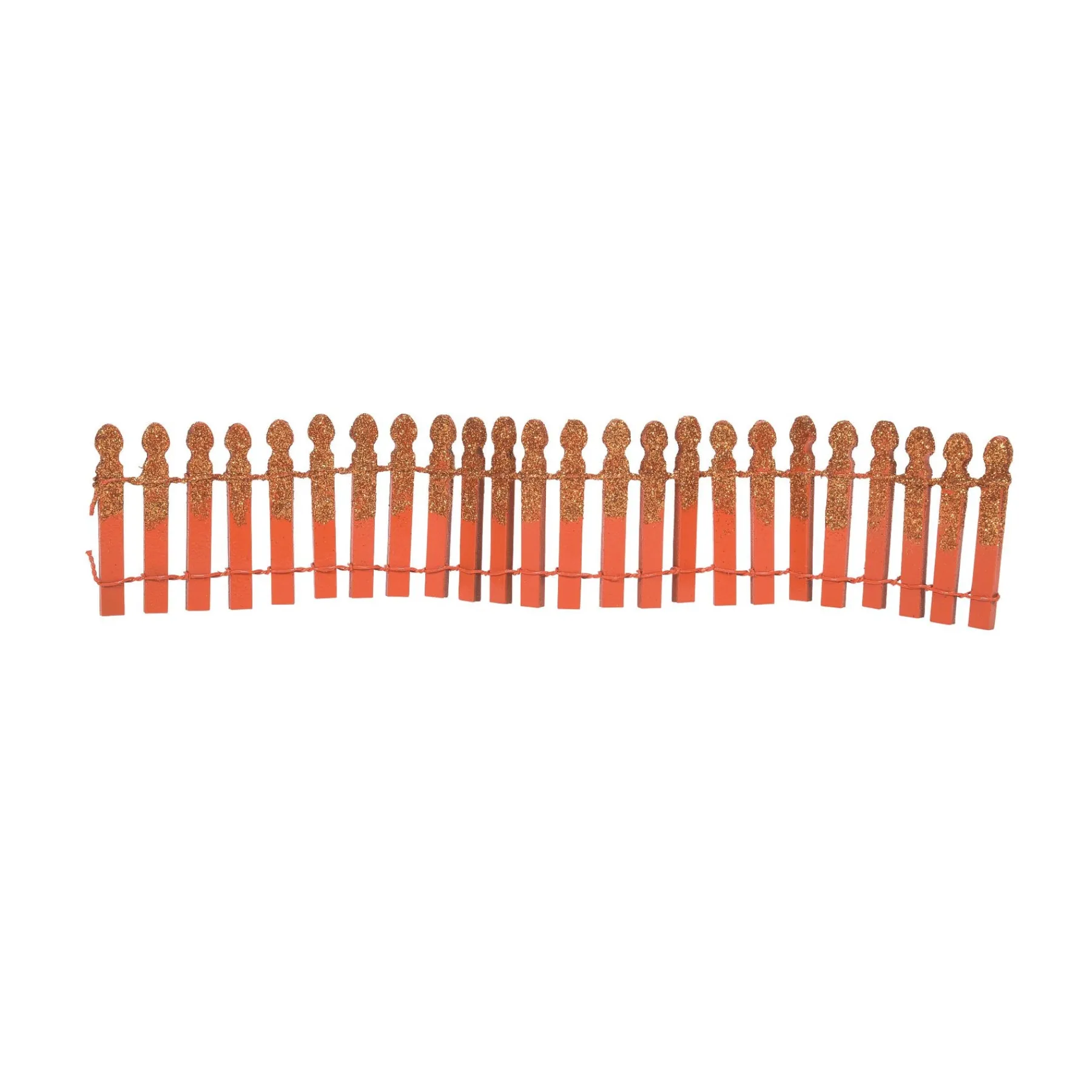 Department 56 Halloween Village Accessories|Pumpkin Orange Glitter Fence