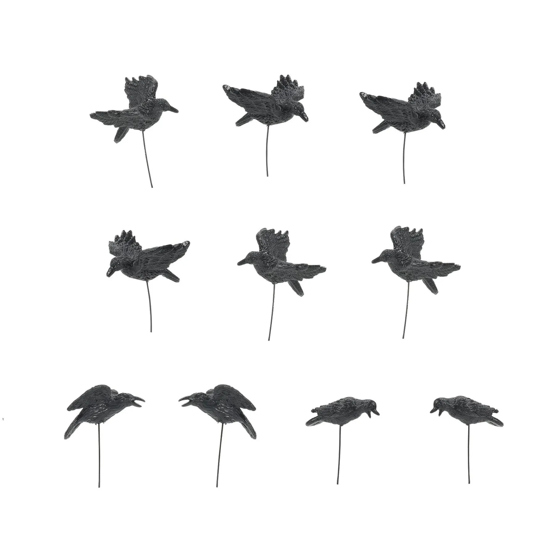 Department 56 Halloween Village Accessories|Set of 10 Halloween Crows