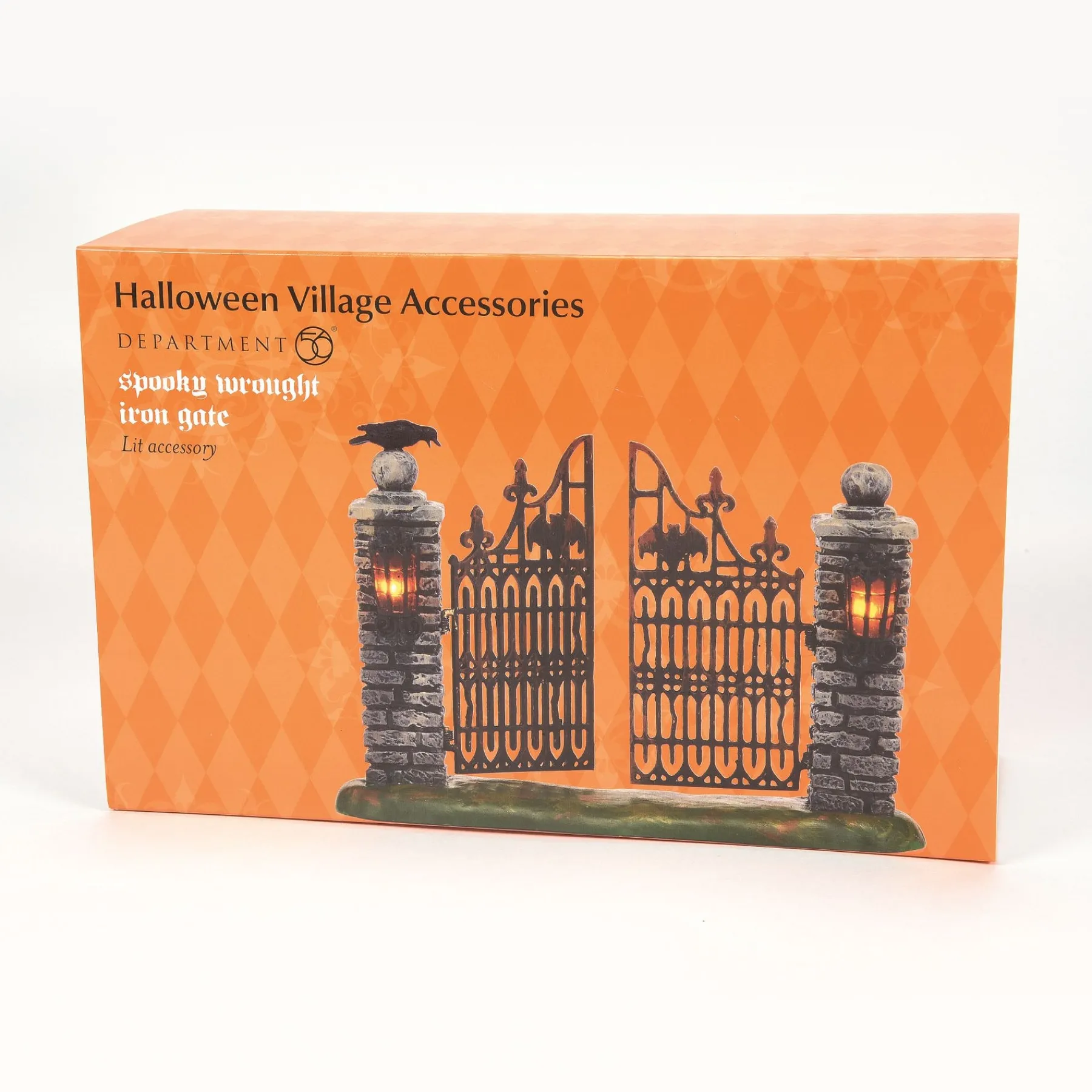 Department 56 Halloween Village Accessories|Spooky Wrought Iron Gate